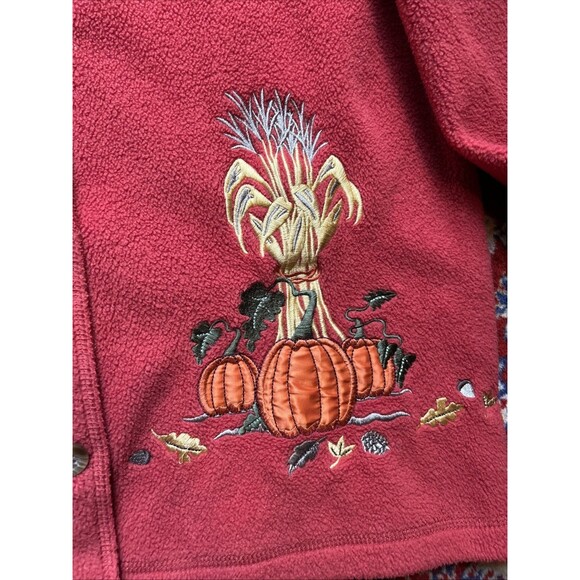 Croft and Barrow Sports Womens Sweater Medium Orange Cardigan Scarecrow Pumpkin - Picture 3 of 8